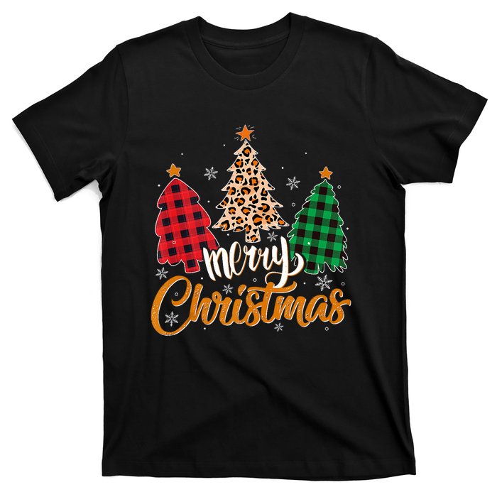 Leopard Plaid Christmas Tree Merry Christmas Tank Top T-Shirt