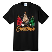 Leopard Plaid Christmas Tree Merry Christmas Tank Top Tall T-Shirt