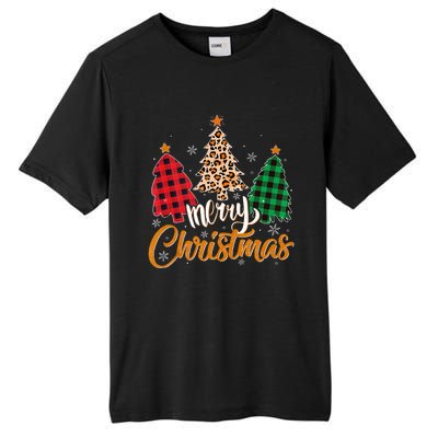 Leopard Plaid Christmas Tree Merry Christmas Tank Top Tall Fusion ChromaSoft Performance T-Shirt