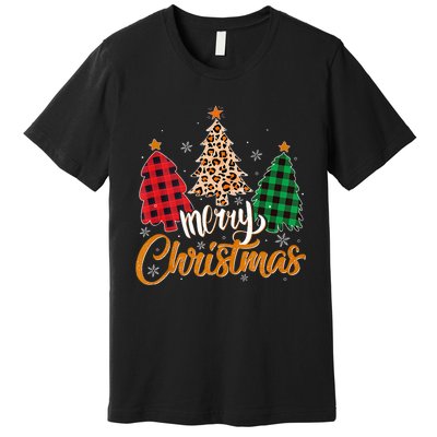 Leopard Plaid Christmas Tree Merry Christmas Tank Top Premium T-Shirt