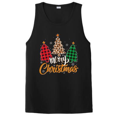 Leopard Plaid Christmas Tree Merry Christmas Tank Top PosiCharge Competitor Tank