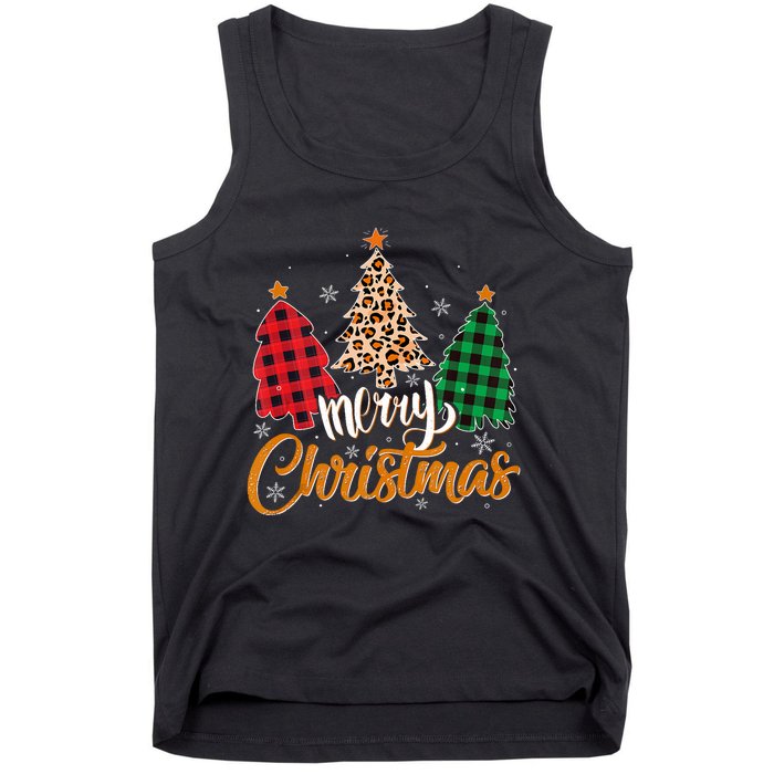 Leopard Plaid Christmas Tree Merry Christmas Tank Top Tank Top