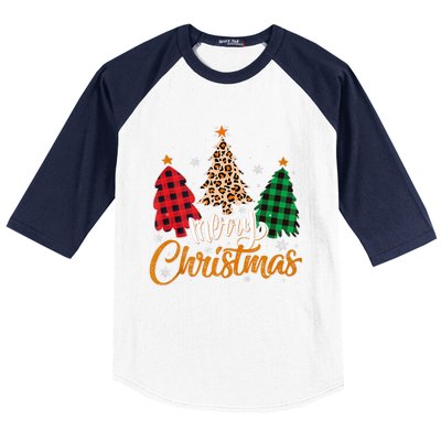 Leopard Plaid Christmas Tree Merry Christmas Tank Top Baseball Sleeve Shirt