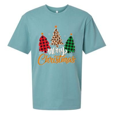 Leopard Plaid Christmas Tree Merry Christmas Tank Top Sueded Cloud Jersey T-Shirt