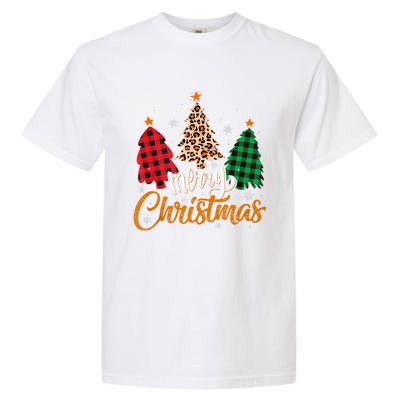 Leopard Plaid Christmas Tree Merry Christmas Tank Top Garment-Dyed Heavyweight T-Shirt