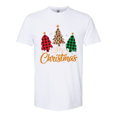 Leopard Plaid Christmas Tree Merry Christmas Tank Top Softstyle CVC T-Shirt