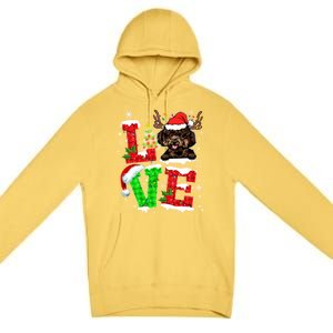 Love Poodle Christmas Tree Lights Dog Lover Santa Hat Xmas Gift Premium Pullover Hoodie