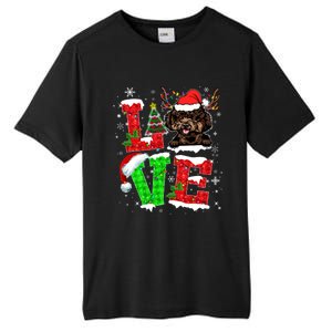 Love Poodle Christmas Tree Lights Dog Lover Santa Hat Xmas Gift Tall Fusion ChromaSoft Performance T-Shirt