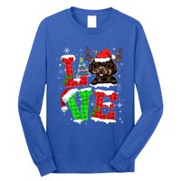 Love Poodle Christmas Tree Lights Dog Lover Santa Hat Xmas Gift Long Sleeve Shirt