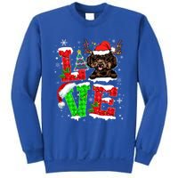 Love Poodle Christmas Tree Lights Dog Lover Santa Hat Xmas Gift Sweatshirt