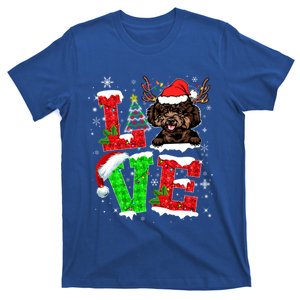 Love Poodle Christmas Tree Lights Dog Lover Santa Hat Xmas Gift T-Shirt