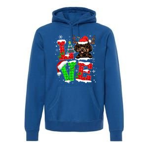 Love Poodle Christmas Tree Lights Dog Lover Santa Hat Xmas Gift Premium Hoodie