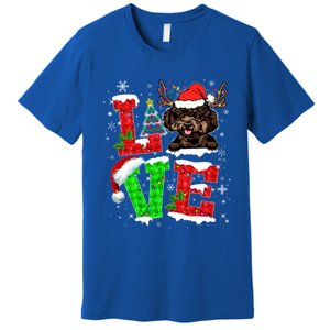 Love Poodle Christmas Tree Lights Dog Lover Santa Hat Xmas Gift Premium T-Shirt