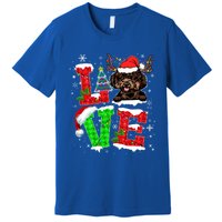 Love Poodle Christmas Tree Lights Dog Lover Santa Hat Xmas Gift Premium T-Shirt