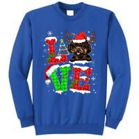 Love Poodle Christmas Tree Lights Dog Lover Santa Hat Xmas Gift Tall Sweatshirt