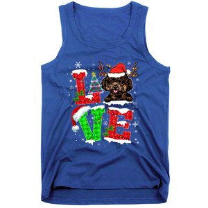 Love Poodle Christmas Tree Lights Dog Lover Santa Hat Xmas Gift Tank Top