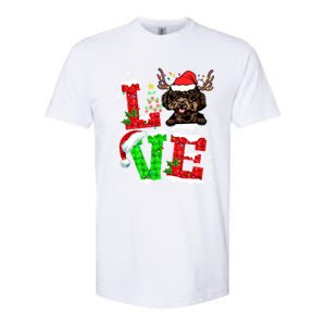 Love Poodle Christmas Tree Lights Dog Lover Santa Hat Xmas Gift Softstyle CVC T-Shirt