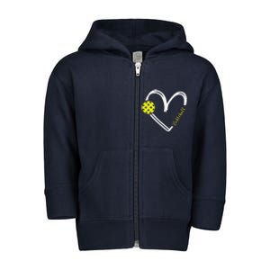 Love Pickleball Cute Pickleball Match I Love Pickleball Toddler Zip Fleece Hoodie