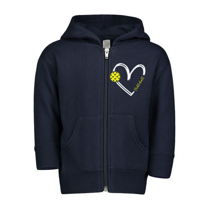 Love Pickleball Cute Pickleball Match I Love Pickleball Toddler Zip Fleece Hoodie