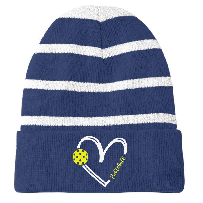 Love Pickleball Cute Pickleball Match I Love Pickleball Striped Beanie with Solid Band