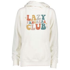 Lazy Pancreas Club Retro Diabetes Awareness Day Gift Womens Funnel Neck Pullover Hood