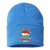 Lights Pharmacy Crew Reindeer Santa Funny Christmas Cool Gift Sustainable Knit Beanie