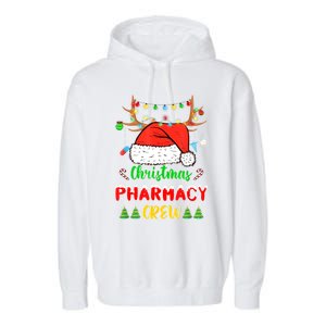 Lights Pharmacy Crew Reindeer Santa Funny Christmas Cool Gift Garment-Dyed Fleece Hoodie