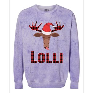 Lolli Pop Christmas Matching Family Group Moose Red Plaid Meaningful Gift Colorblast Crewneck Sweatshirt