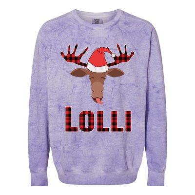 Lolli Pop Christmas Matching Family Group Moose Red Plaid Meaningful Gift Colorblast Crewneck Sweatshirt