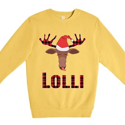 Lolli Pop Christmas Matching Family Group Moose Red Plaid Meaningful Gift Premium Crewneck Sweatshirt