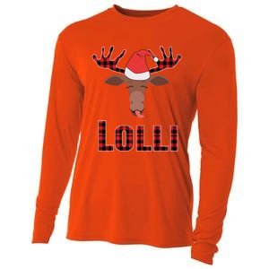 Lolli Pop Christmas Matching Family Group Moose Red Plaid Meaningful Gift Cooling Performance Long Sleeve Crew