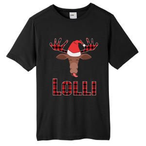 Lolli Pop Christmas Matching Family Group Moose Red Plaid Meaningful Gift Tall Fusion ChromaSoft Performance T-Shirt