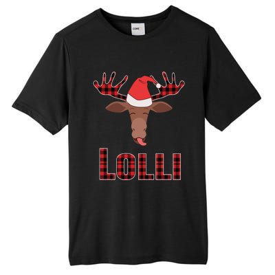 Lolli Pop Christmas Matching Family Group Moose Red Plaid Meaningful Gift Tall Fusion ChromaSoft Performance T-Shirt