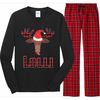 Lolli Pop Christmas Matching Family Group Moose Red Plaid Meaningful Gift Long Sleeve Pajama Set