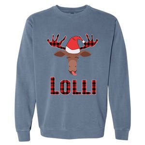 Lolli Pop Christmas Matching Family Group Moose Red Plaid Meaningful Gift Garment-Dyed Sweatshirt