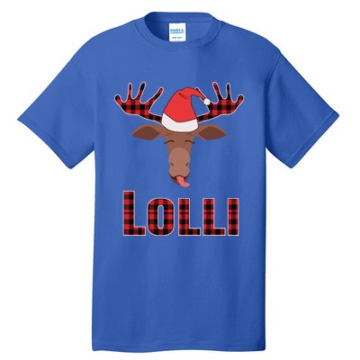 Lolli Pop Christmas Matching Family Group Moose Red Plaid Meaningful Gift Tall T-Shirt