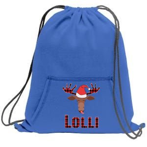 Lolli Pop Christmas Matching Family Group Moose Red Plaid Meaningful Gift Sweatshirt Cinch Pack Bag