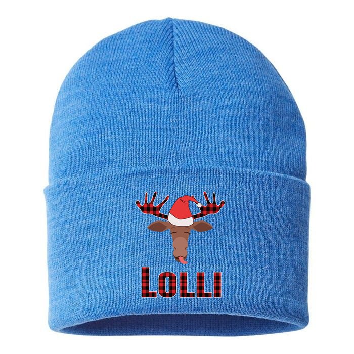 Lolli Pop Christmas Matching Family Group Moose Red Plaid Meaningful Gift Sustainable Knit Beanie