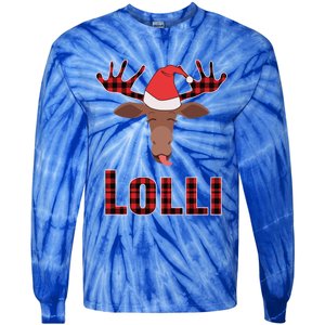 Lolli Pop Christmas Matching Family Group Moose Red Plaid Meaningful Gift Tie-Dye Long Sleeve Shirt