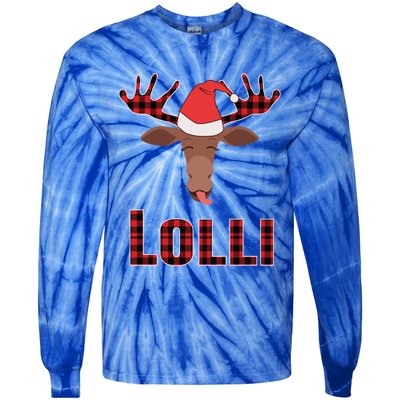 Lolli Pop Christmas Matching Family Group Moose Red Plaid Meaningful Gift Tie-Dye Long Sleeve Shirt