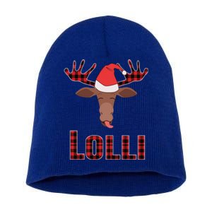 Lolli Pop Christmas Matching Family Group Moose Red Plaid Meaningful Gift Short Acrylic Beanie