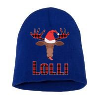 Lolli Pop Christmas Matching Family Group Moose Red Plaid Meaningful Gift Short Acrylic Beanie