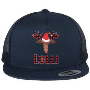 Lolli Pop Christmas Matching Family Group Moose Red Plaid Meaningful Gift Flat Bill Trucker Hat