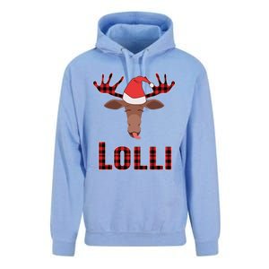 Lolli Pop Christmas Matching Family Group Moose Red Plaid Meaningful Gift Unisex Surf Hoodie