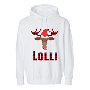 Lolli Pop Christmas Matching Family Group Moose Red Plaid Meaningful Gift Garment-Dyed Fleece Hoodie