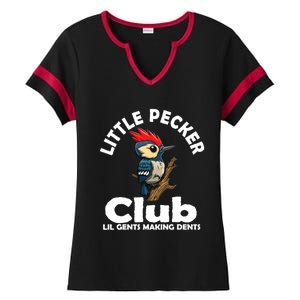 Little Pecker Club Lil Gents Making Dents Funny Woodpecker Ladies Halftime Notch Neck Tee