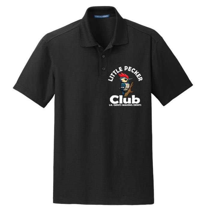 Little Pecker Club Lil Gents Making Dents Funny Woodpecker Dry Zone Grid Polo