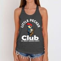 Little Pecker Club Lil Gents Making Dents Funny Woodpecker Women's Knotted Racerback Tank