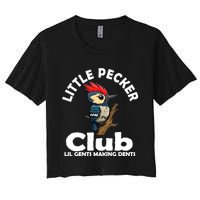 Little Pecker Club Lil Gents Making Dents Funny Woodpecker Women's Crop Top Tee