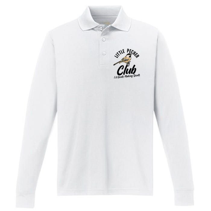 Little Pecker Club Lil Gents Making Dents Funny Performance Long Sleeve Polo